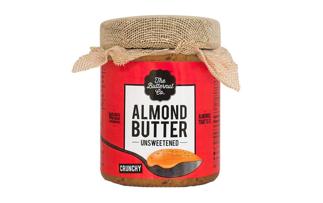 The Butternut Co. Unsweetned Almonds Butter, Crunchy   Glass Jar  200 grams